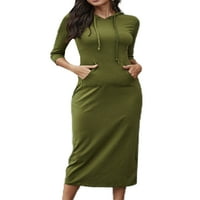 Haite жени Суитчър с растителни рокли с растителни рокли с качулка работа работи солиден цвят теглене пуловер качулка с джобове армия зелено m