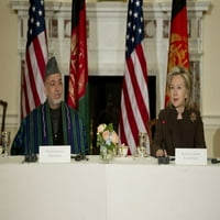 Афганистанският президент Хамид Карзай и сек. На държавата Хилари Клинтън на конференция на Държавния департамент на май 2010 г. История