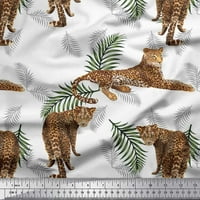 Soimoi Poly Georgette Fabric Leaves & Leopard Animal Fabric отпечатъци по двор
