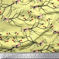 Soimoi Rayon Flats Floral, Rat & Cat Artistic Print Fabric от двор широк