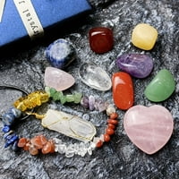 Лечебни кристали, настроен за начинаещи натурални чакра камъни, комплект с подарък BO висулка и гривни кристали и скъпоценни камъни, лечебен комплект за релаксация и стрес