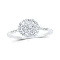 Стерлинг сребърни жени кръгли диамантен овален пръстен cttw