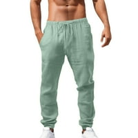 Hwmodou мъжки панталони солиден цвят с висок талия пролет и лято през целия сезон дишащи разхлабени ежедневни спортни панталони ежедневни панталони за фитнес за човек за човек