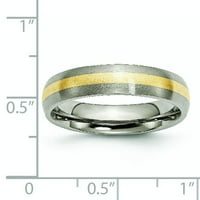 Мъжки титан 14k жълт инкрустиран сватбена лента пръстен