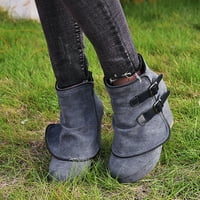 Lhked женски кръгъл пръст на склона на склона клан стил удобни ежедневни обувки солидни обувки на открито и сиво