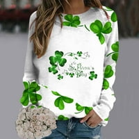 Idoravan ризи с дълъг ръкав за жени Clearance St. Patrick's Day Fashion Fashion Fashion Fashion's Lavual Long Loweg Cround Neck Printed Ladies Sweatshirt Tops Blouse