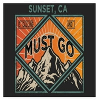 Sunset California 9x Souvenir Wood Sign With Frame трябва да е дизайн
