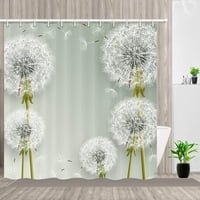 Флорална завеса за душ пролетна глухарче цвете и летящи пухкави цветя полиестер плат баня завеси за баня комплект с куки