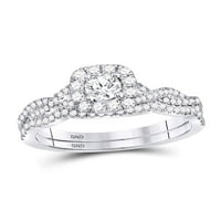 14kt бяло злато кръг диамант Twist Bridal Wedding Ring Band Set Cttw