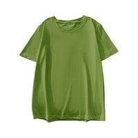 Дамски върхове къси ръкави жени блуза мода солидна лятна кръгла деколте тениски туника тийнейджър зелено xl