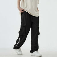 Xinqinghao Lounge Pants мъже памук модни спортни ежедневни панталони еластична талия прав крак свободни панталони панталони черни xxxl