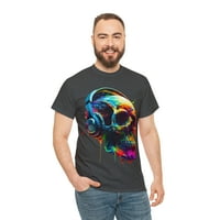 Цветен череп в слушалки Графична тениска