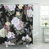 Цветно абстрактно флорален модел зелен акцент аранжимент красива красота цъфтеж душ завеса за баня завеса за баня