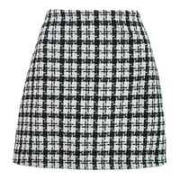 Женска къса пола малка ароматна пола с висока талия винтидж вълнена карирана карирана пола мини пола бельо черно l