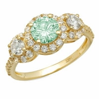 1.79ct кръгла кройка vvs истински конфликт безплатно зелено симулиран диамант щампован солиден 18k жълто злато дизайнер на булчински годишнини сватбени пасианси с акценти с три камък с размер 4.5