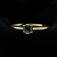 Dainty Stone Promise Ring за жени, багет форма черен пръстен за они, 14k жълто злато, САЩ 3.50