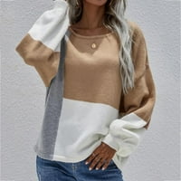Rovga дамски пуловери модни комплекти кръгла яка назад дантела чиста цветна плетена шевове пуловер палто