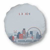 Великобритания UK London Eye Bridge Tower Blue Round Throw Plows Home Decoration възглавница