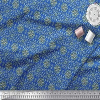 Soimoi Blue Velvet Fabric Artistic Floral Print Fabric от двор широк